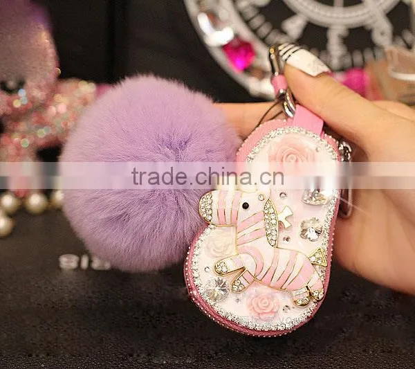 Stylish Diamond Key Holder Leather Wallet Case for Keys photo-5