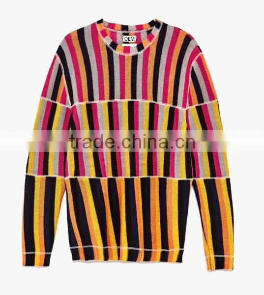 2017 Novel Bright Stripe New Pullover Mens Latest Sweater Design With High Quality photo-6