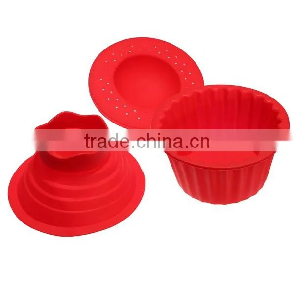 2016 New 3 Pake Silicone Big Top Cupcake Bake Set Baking Mold Mould photo-4