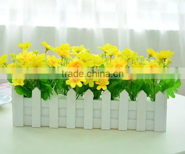 Lovely Decorative Artificial Silk Restaurant Table Daisy Flower With Fence Set photo-6