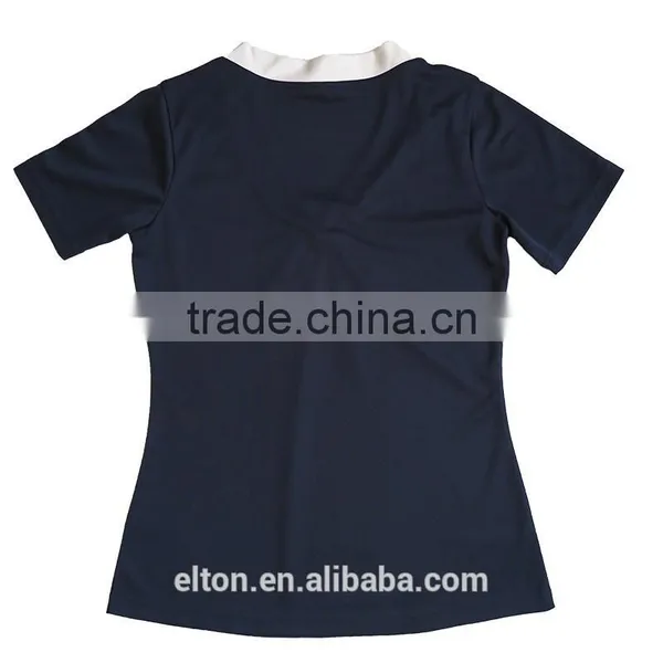 201501001098 Navy Blue Short Sleeve Perkku Women's Yoga T-shirt photo-4