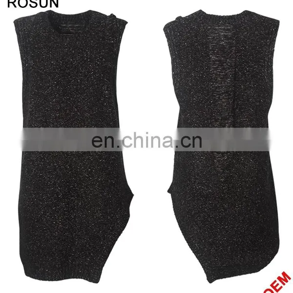 Knitwear Women Black Sweater Dress Distressed Vest photo-3