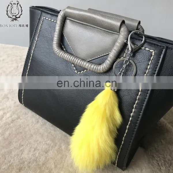 Creative Fox Fur Duster Keyring Magical Diamond Fur Keychain Colorful Fox Fur Key Buckle