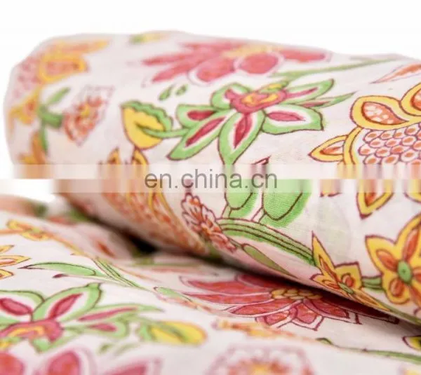 Indian Latest Floral Fabric Wholesaler Hand Block Printed Designer Sanganeri Cotton Running photo-3