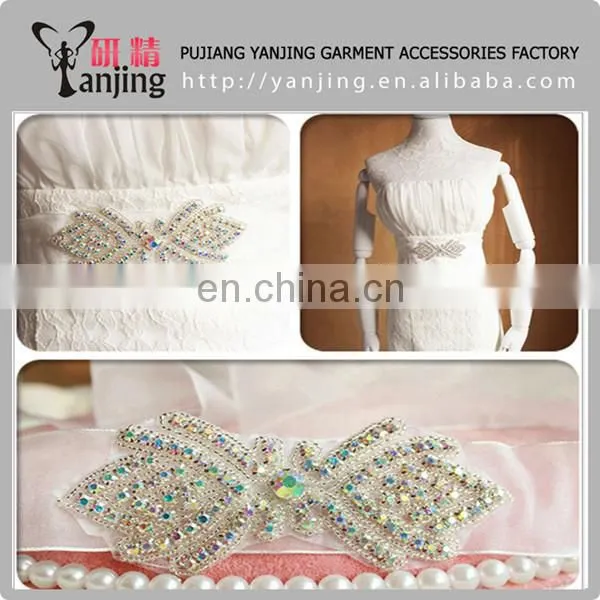 Professional Factory Wholesale 2015 New Design Rhinestone Beaded Applique Belt photo-3