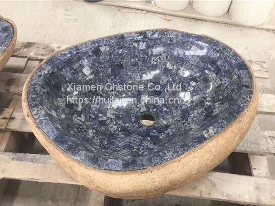 Yellow River Stone Mosaic Sinks,Mosaic River Stone Basins, Stone Sinks photo-2