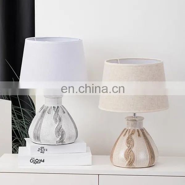 New Korean Hotel Home Decor Nightstand Lamp Exquisite Ceramic Warm Table Lamp for Bedroom photo-6