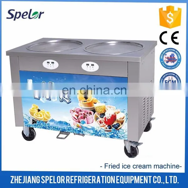 Highly-Efficient Fried Ice Cream Machine Double Flat Square Pan photo-4