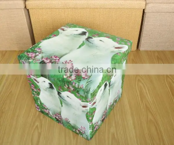 Store Extra Sheets Leather Pouffe photo-4