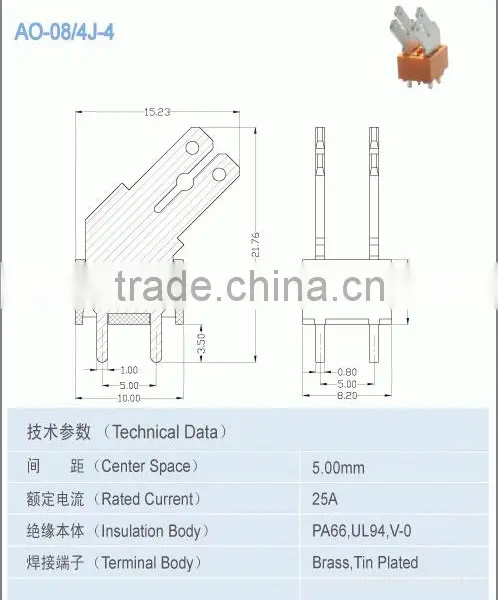 Center Space 5.00 MmTerminal Accessory 30A PCB Terminal photo-2