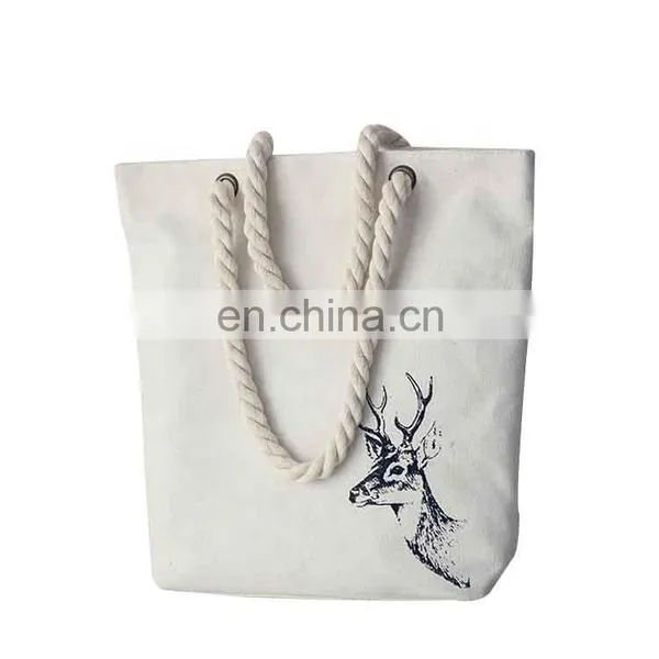 Shopping Cotton Canvas Women Animal Prints Tote Handbag With Zipper photo-2