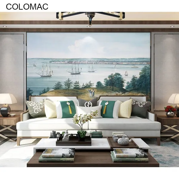 Custom 3D Pristine Tropical Forest Plant Wallpaper Boat Lake Painting Large Mural For Bedroom Living Room TV Background Wall Dropshipping photo-2