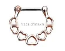 Heart in Heart 316L Surgical Steel Septum Clicker Nose Piercing Body Jewelry