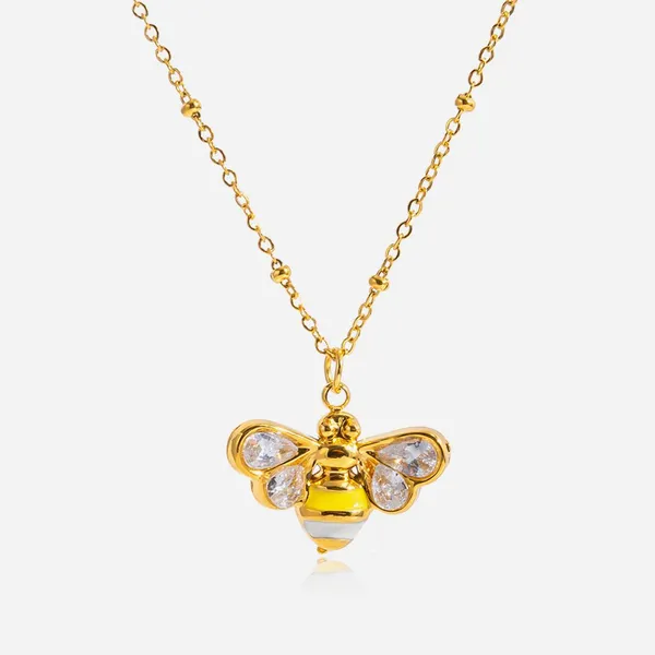 Custom Round Stainless Steel Rhinestone Charm Necklace With 18K Gold Plating photo-4