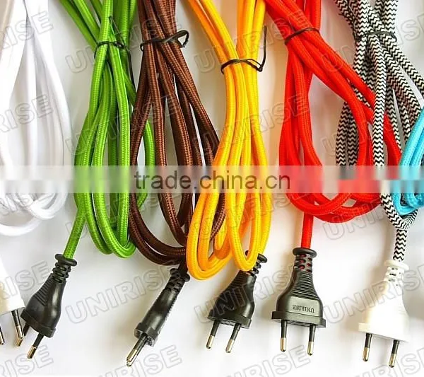 Vde Power Cord With Inline Switch and Textile Braided Cable