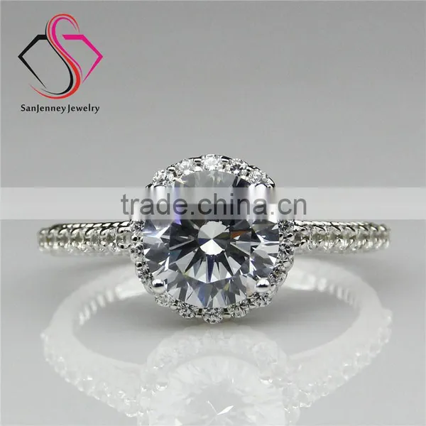Round Brilliant Cut Moissanite 2CT 9.0mm Center Halo Filigree Style 14k 18k White Yellow Gold Diamond Engagement Ring