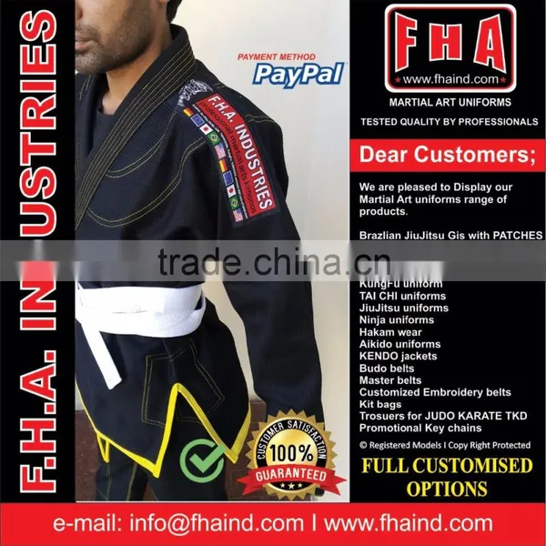 Martial Art Uniforms Judo Gi Karate Teakwondo Jujitsu Brazilian KungFu Uniforms Budo Belts / Customised Suits by FHA INDUSTRIES photo-4