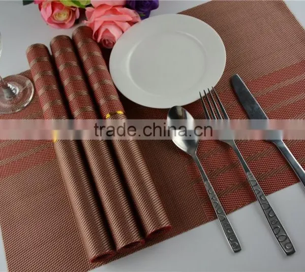 Red Classics Non-slip Insulation Moor Crossweave Woven PVC Non-slip Insulation Placemat Washable Table Dish Mats photo-5