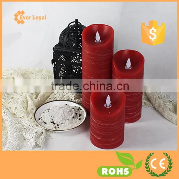 Hot Sale Flameless Candle With Moving Wick Rustic Pillar Candle Set photo-6