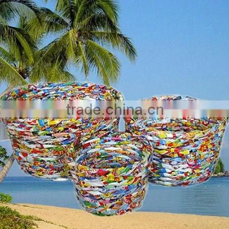 Color Newspaper Woven Basket / Sundries Storage Basket/packaging Box/paper Picnic Basket