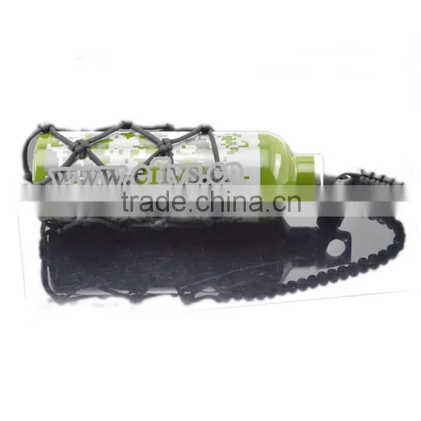 Hot sale outdoor survival 4mm paracord wrap bottle for camping and hiking