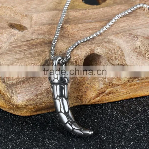 Wholesale Fashion Jewelry on Antique Buffalo Horn Necklace With Chain for Men photo-4