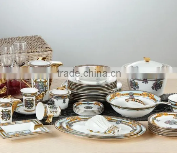 Home Wholesale Dark Red Tableware Dinnerware Set for German Porcelain Dinnerware photo-3