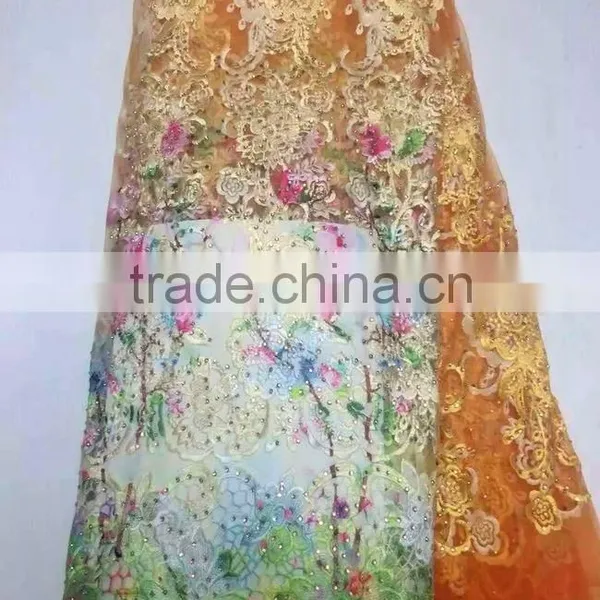 CL60055 New Arrive Good Quality African Tulle French Lace With Stones,shinning Beads French Lace photo-5