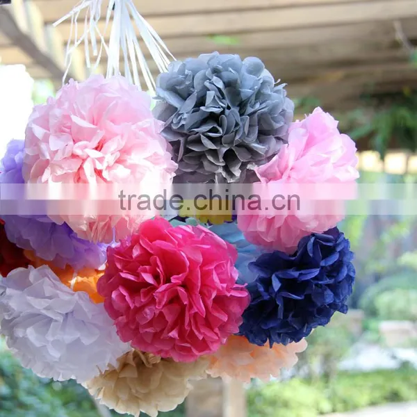 Hot Sale High Quality Beautiful Tissue Paper Pom Wedding Cloth Decoration photo-3