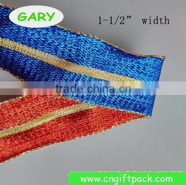 1-1/2" Cheap Outdoor Wired Fabric Christmas Ribbon