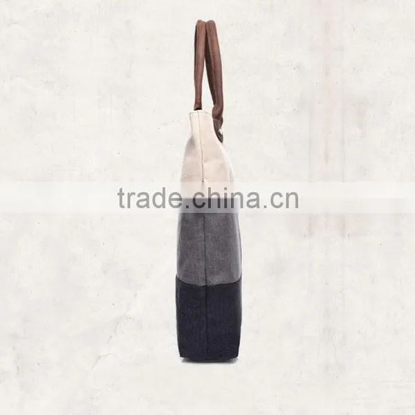 Hot Sale High Quality Fashion Cheap Standard Size Canvas Tote Bag Leather Handle GW835 photo-4