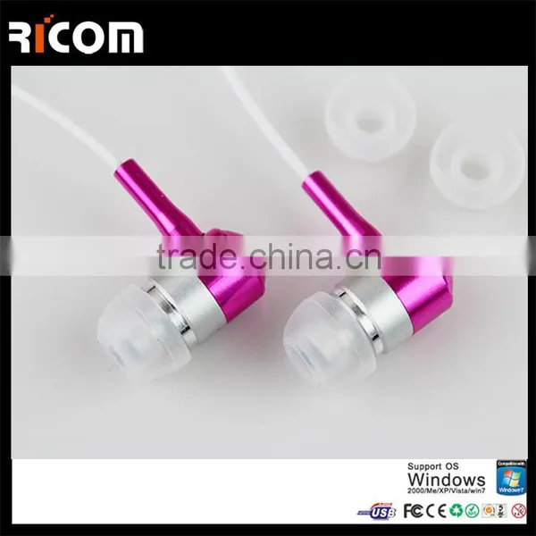 Stylish Metal Earphone,Metal Colorful Metal Earphone,Metal Flat Cable Earphone for Iphone 5-EO3007--Shenzhen Ricom photo-3