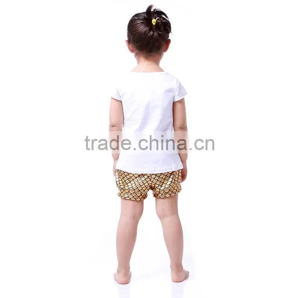 Kids Clothes Girls Mermadi Set Gold Mermaid Short Set photo-4