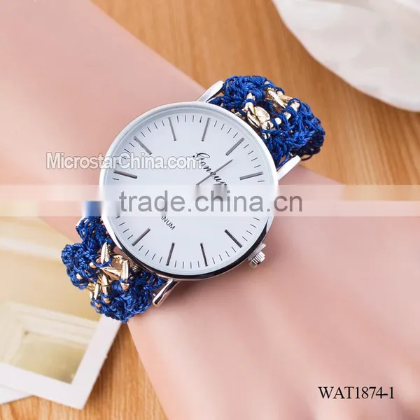 New Classic Geneva Ethnic Braided Analog Nailed Chain Watch photo-2