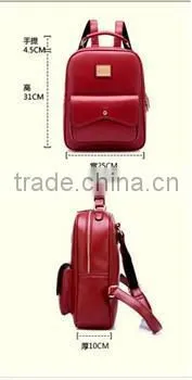 Women Girl Double Leather Shoulder Backpack Bag School Bag Satchel Bookbag photo-6