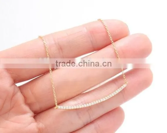 Wholesale Fashion 925 Sterling Silver CZ Bar Necklace