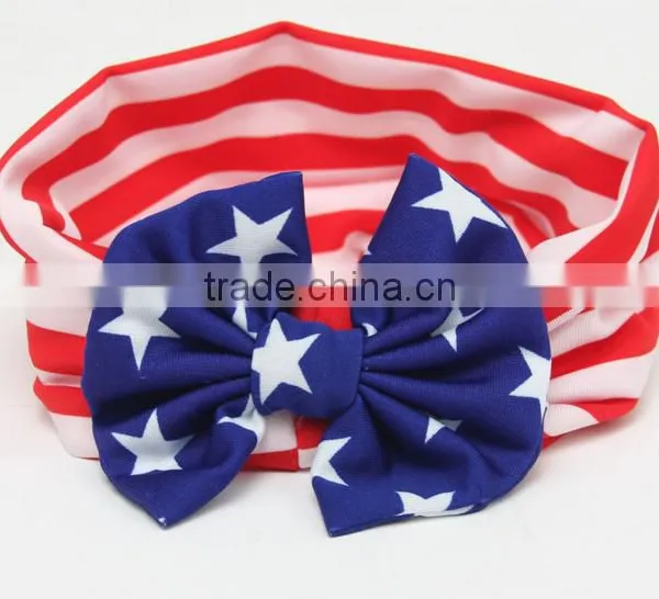 The New Baby Children's Hair Accessories National Day Flag Models Rabbit Ears Bow Cross With the New Foreign Trade photo-4