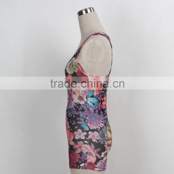 F5S15015 Printing Women Tank Top Rib Waist High Quality Guangzhou Factory photo-2