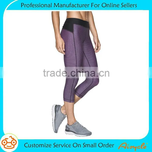 Hight Performance Dry Fit Spandex Yoga Compression Pants, Ladies 3/4 Length Capri Pants photo-5