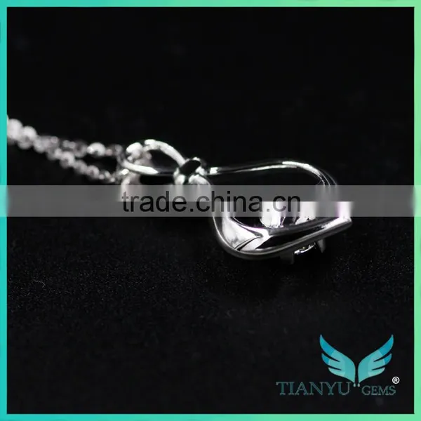 18k White Gold Necklace 7mm Equals Moissanite Net Moissanite Pendant photo-5