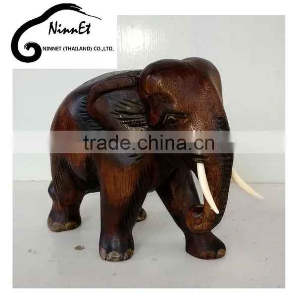 Wood Carved Elephant From Thailand photo-2