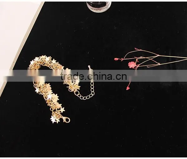 Layered Gold Tiny Stars Charms Bracelet Gold Stars Chain Bracelet photo-6