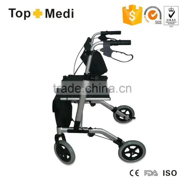 China Suppliers TOPMEDI Rehabilitation Therapy Supplies Lightweight 4 Wheel Folding Rollator Walker photo-5
