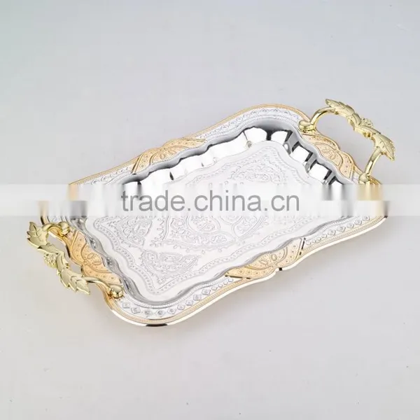 Gold Stainless Steel Decorative Tray for Wedding photo-2