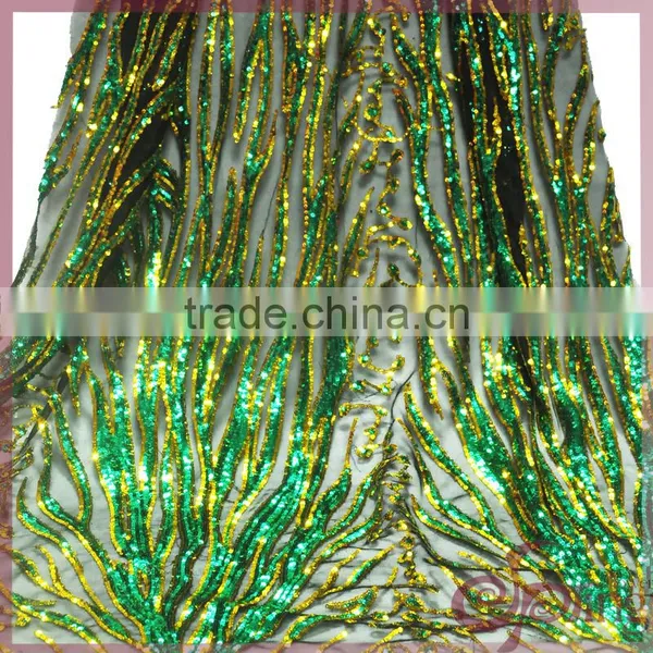 Gold Metallic Embroidery Mesh Fabric, Elegany Floral Embroidered Sequin Fabric photo-6