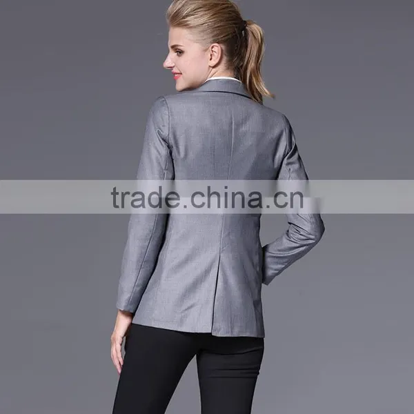 2016 Office Ladies Suits Slim Cut Ladies Tuxedo Pant Suit photo-3