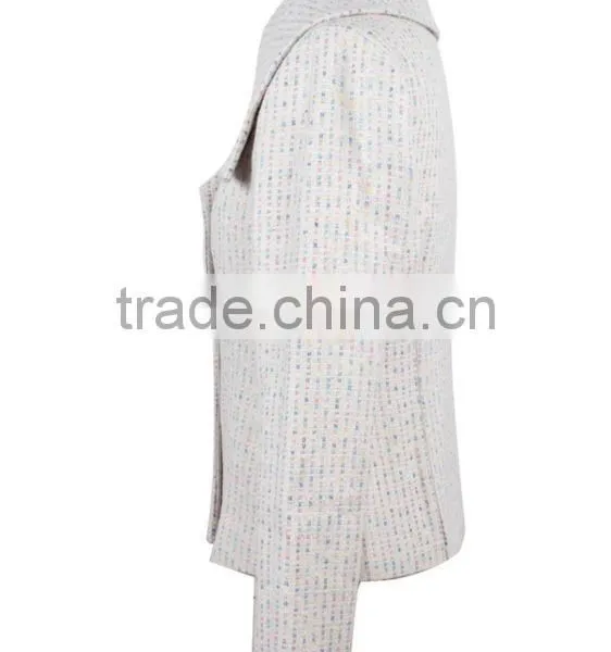 Ladies' Fashion Polyester Jacquard Long Sleeves Silver Long Zipper Short Slim Style Spike Jacket photo-3