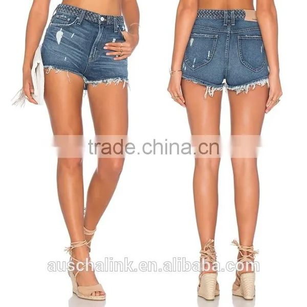 Hot Sale High Rise Custom Sexy Denim Shorts Women OEM Service photo-5