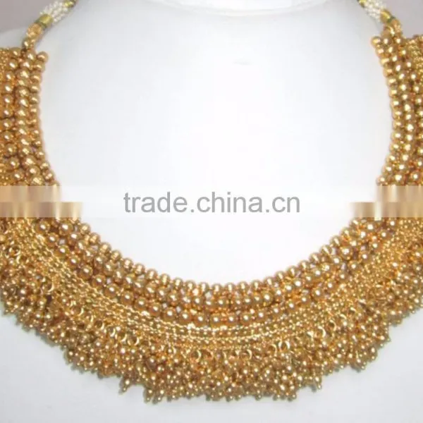 GOLD PLATED TEMPLE DESIGN Necklace RAMLEELA EARRING Set photo-4