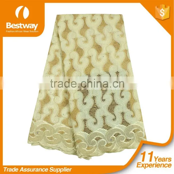 Bestway New Design Yiwu Lace Fabric Swiss Cotton Voile Lace With Rhinestone SL0417 photo-5